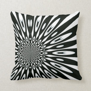 Coussin optique blanc noir Trippy de motif
