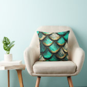 Coussin "Opulence Turquoise d'or : Motif de la queue de si (Chaise)