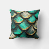 Coussin "Opulence Turquoise d'or : Motif de la queue de si (Verso)