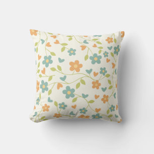 Coussin Opus Posh Cute Floral Orange et Turquoise