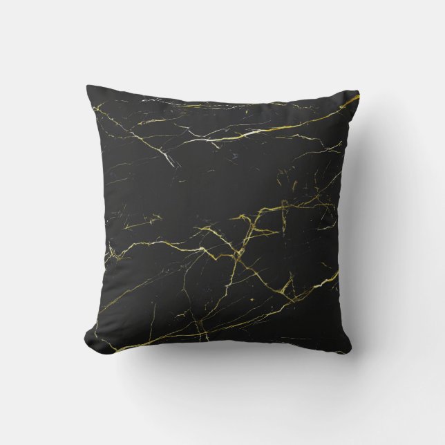 Coussin Or Abstrait et marbre noir (Recto)