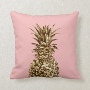 Coussin Or assez girly élégant et ananas de rose en pastel