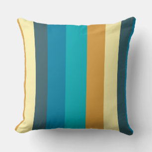 Coussin Or. Bandes bleues et turquoise