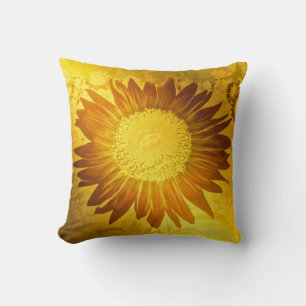 Coussin or, brillant, moderne, style, couleur, tournesol