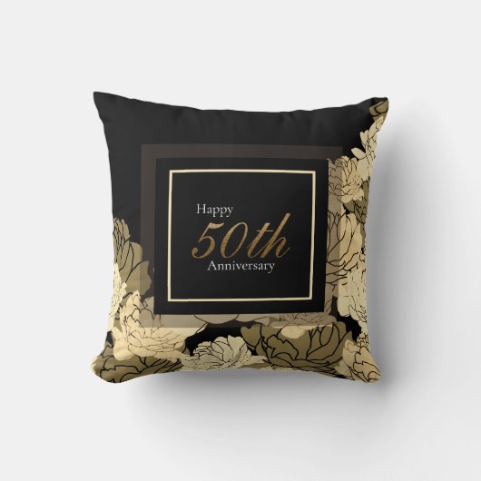 Coussin Or, brun et beige 50e anniversaire (Recto)