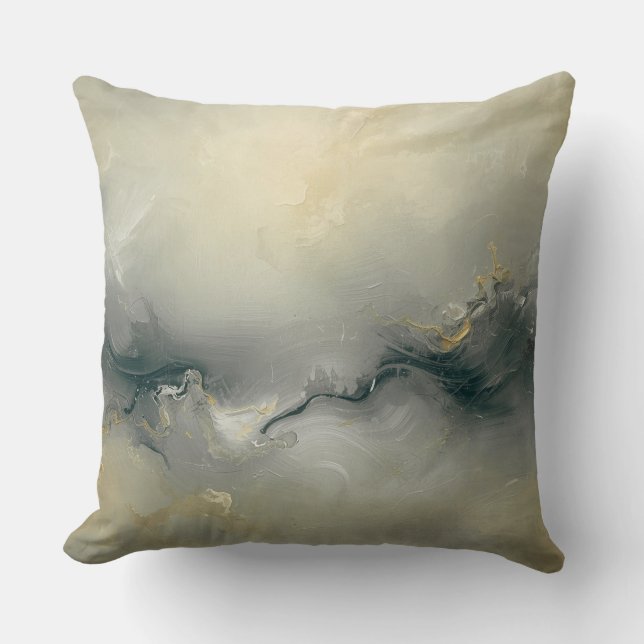 Coussin Or Champagne Noir Doux Gris Chaud Abstrait Imprimé (Recto)