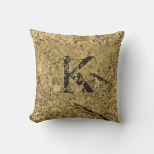 Coussin Or Cracké Natural Rock Texture sur mesure Monogram