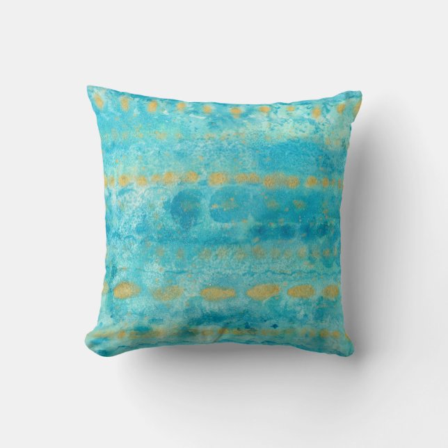 Coussin Or dans l'art profond d'aquarelle de turquoise (Recto)