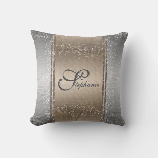 Coussin Or de fantaisie + Argent - nom - initiale - (Recto)