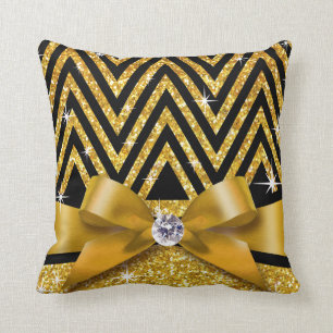 Coussin Or de l'arc de diamant de Chevron Bling de