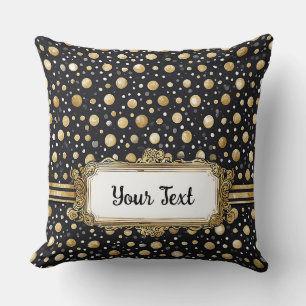 Coussin Or élégant et noir avec cadre orné