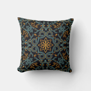 Coussin Or et bleu : Vintage ornemental