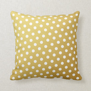 Coussin Or et carreaux blancs de motif de point de polka