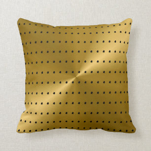 Coussin Or et motif de pois moderne de noir