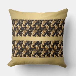 Coussin Or et noir abstrait