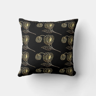 Coussin or et tournesols noirs nature art Motif