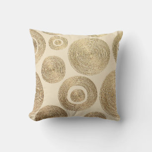 Coussin Or Golden, motif dessiné à la main avec cercles.
