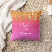 Coussin Or indien de rose de monogramme de mariage (Couverture)