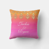 Coussin Or indien de rose de monogramme de mariage (Verso)