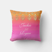 Coussin Or indien de rose de monogramme de mariage (Recto)