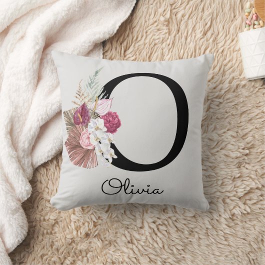 Coussin Or Initial Floral Doré Monogrammé (Couverture)