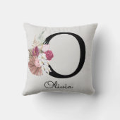 Coussin Or Initial Floral Doré Monogrammé (Verso)