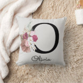 Coussin Or Initial Floral Rose Doré Monogrammé (Couverture)