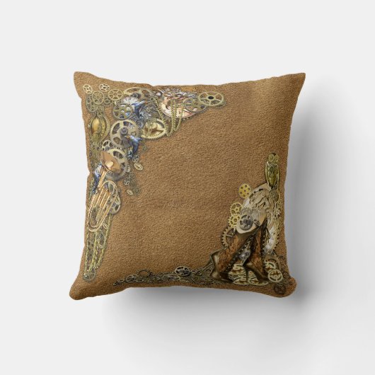 Coussin Or & laiton Steampunk Sculptures sur daim (Verso)