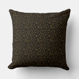 Coussin Or mat zodiac signes et étoiles sur fond noir