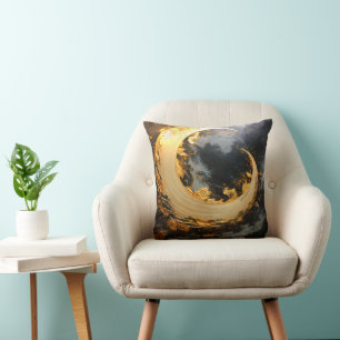 Coussin Or noir Abstrait Tourbillon Moderne Lune