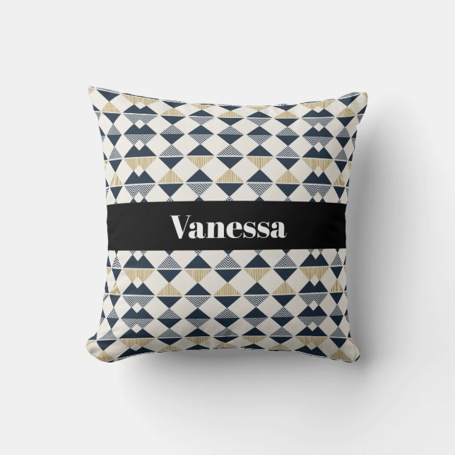Coussin Or noir bandes blanches et diamants (Recto)