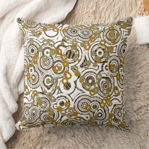 Coussin Or Noir et Olive abstrait géométrique