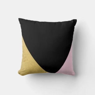 Coussin Or Noir & Rose Bloc de Couleur Mod Glam Triangles
