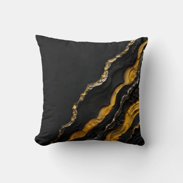 Coussin Or Or Noir Agate Couches Art Abstrait | Luxe (Recto)