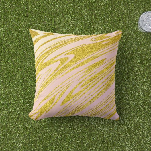 Coussin Or Parties scintillant or rose ivoire Ombre Abstra (Herbe)