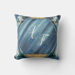 Coussin Or, plumes de paon sur le cadeau émeraude vert