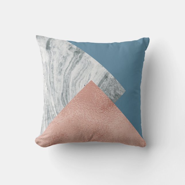 Coussin Or rose et bleu de marbre gris (Recto)
