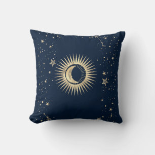 Coussin Or Soleil Et Lune Et Étoiles Célestes 