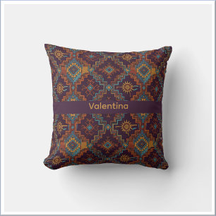 Coussin Or Sud-Ouest Tribal Turquoise Violet Foncé