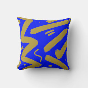 Coussin Or Tribal et Bleu Royal
