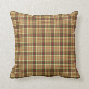 Coussin Or, vert de mousse et plaid de rouge