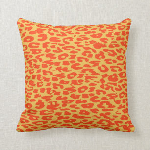 Coussin Orange à peau Empreinte de léopard