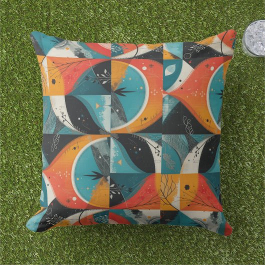 Coussin Orange-Abstraction graphique (Herbe)