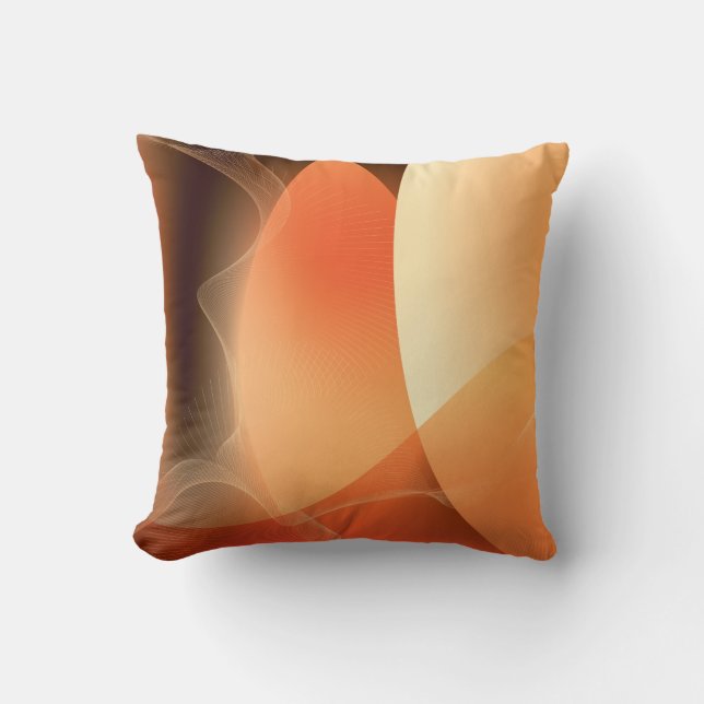 Coussin Orange Abstrait et Motif Brown (Recto)