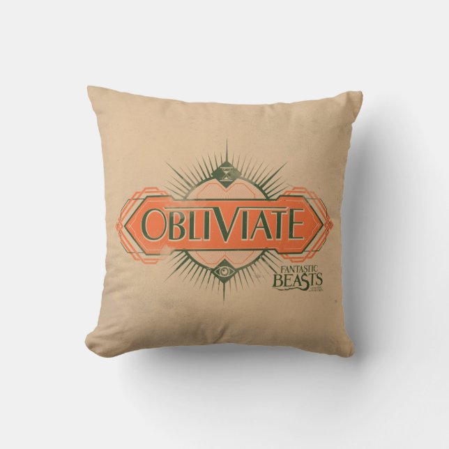 Coussin Orange Art Déco Obliviate Spell Graphisme (Recto)