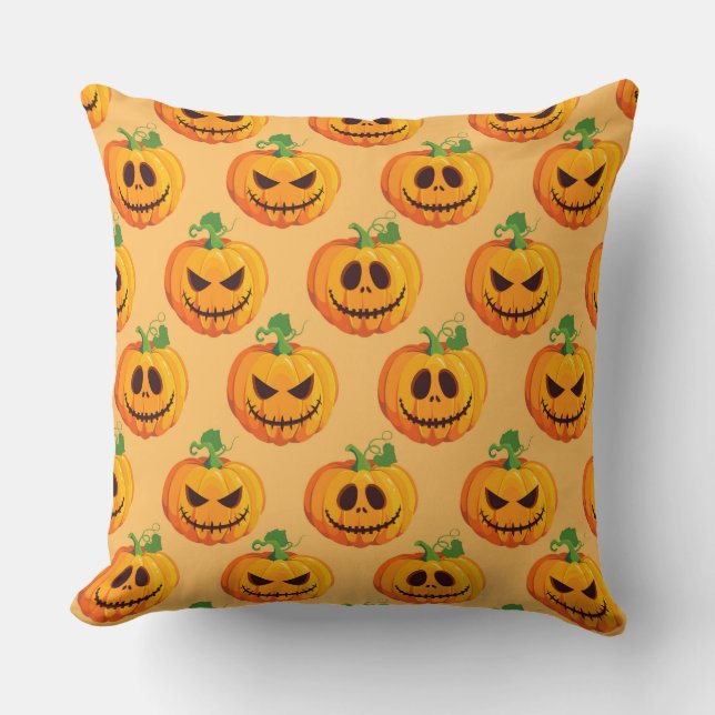 COUSSIN ORANGE AVEC ORANGE HALLOWEWEEN CITROUILLE (Recto)
