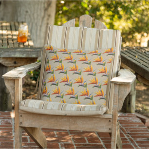 Coussin Orange Bird of Paradise Plante Motif sur Khaki