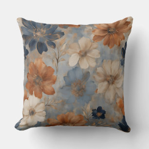 Coussin Orange Bleu Clair Beige Marine Moderne Ferme