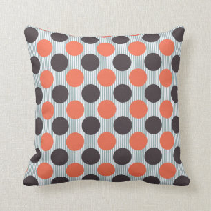 Coussin Orange, bleu et gris foncé
