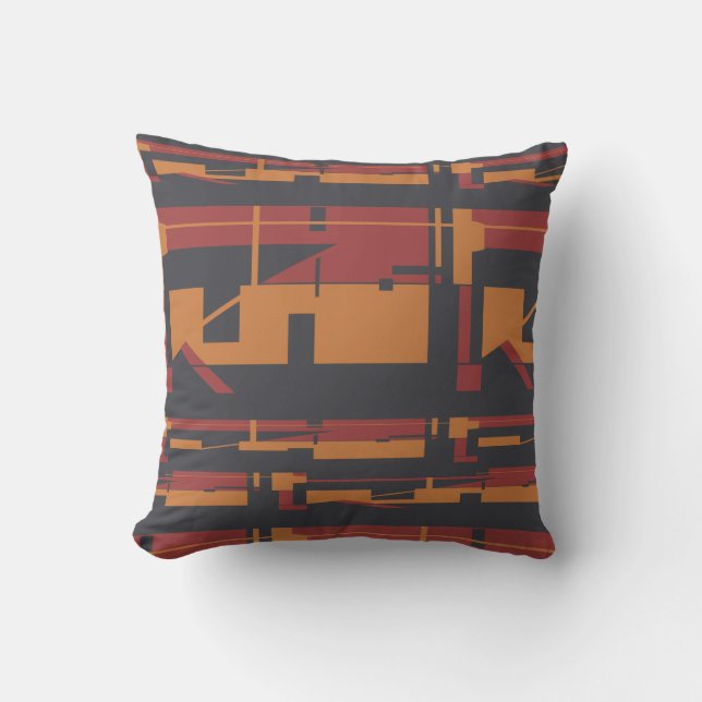 Coussin Orange Bourgogne Noir Sud-Ouest Art look Abstrait (Recto)